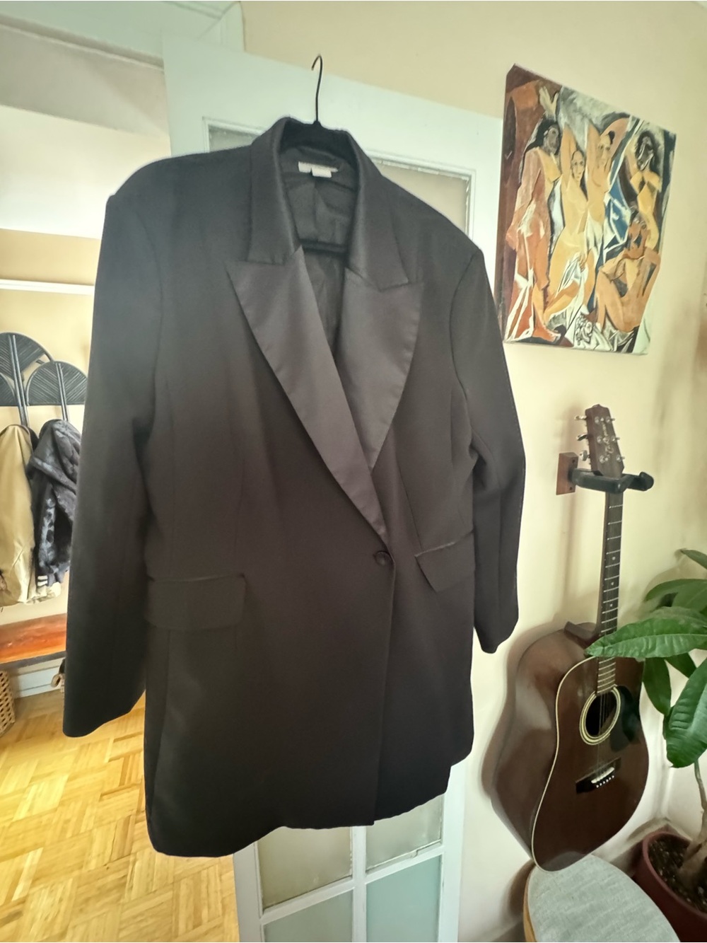 XL H&M Black Blazer Dress with Satin Lapel